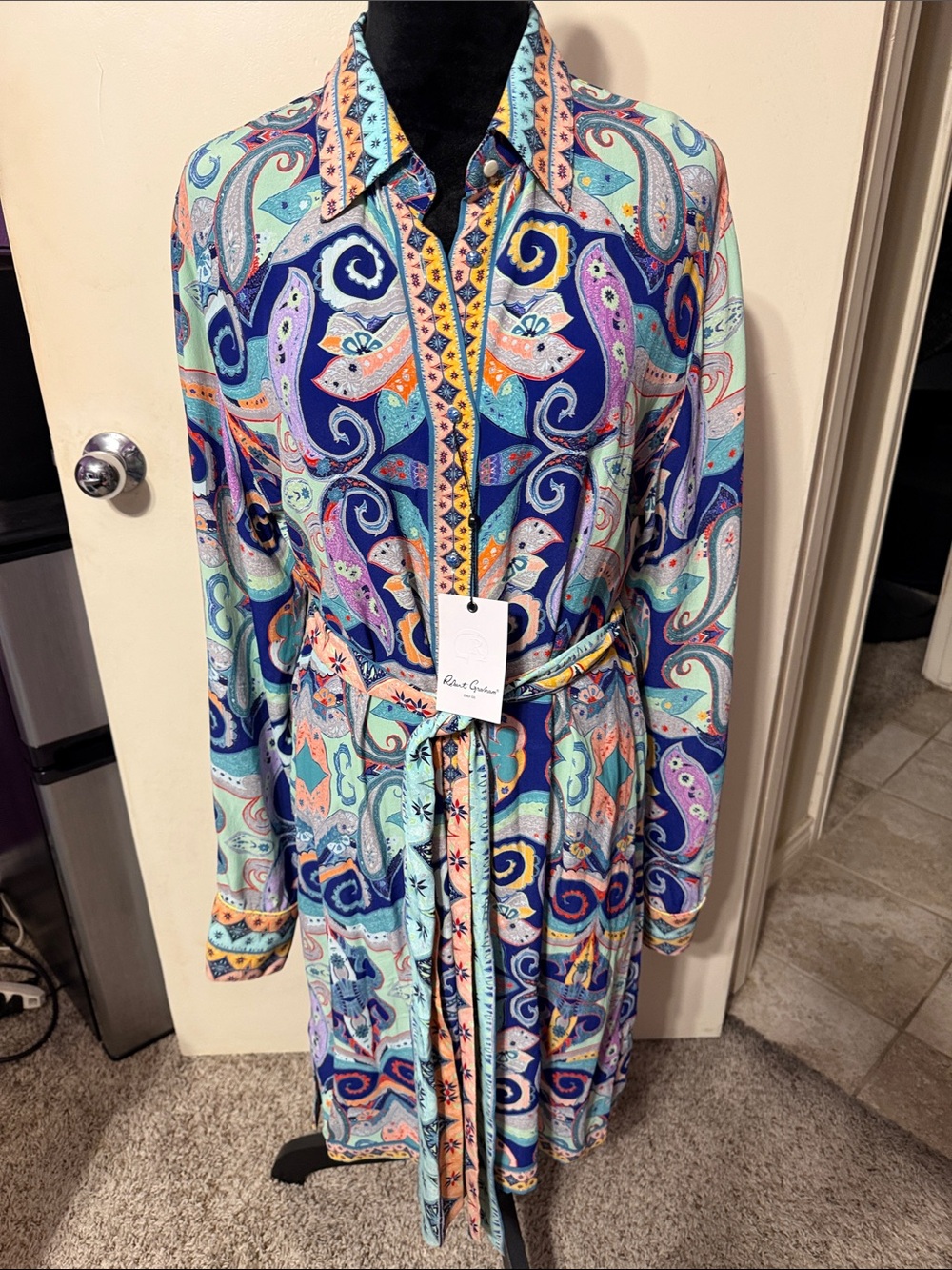 Robert Graham Multicolor Paisley Long-Sleeve Shirt Dress